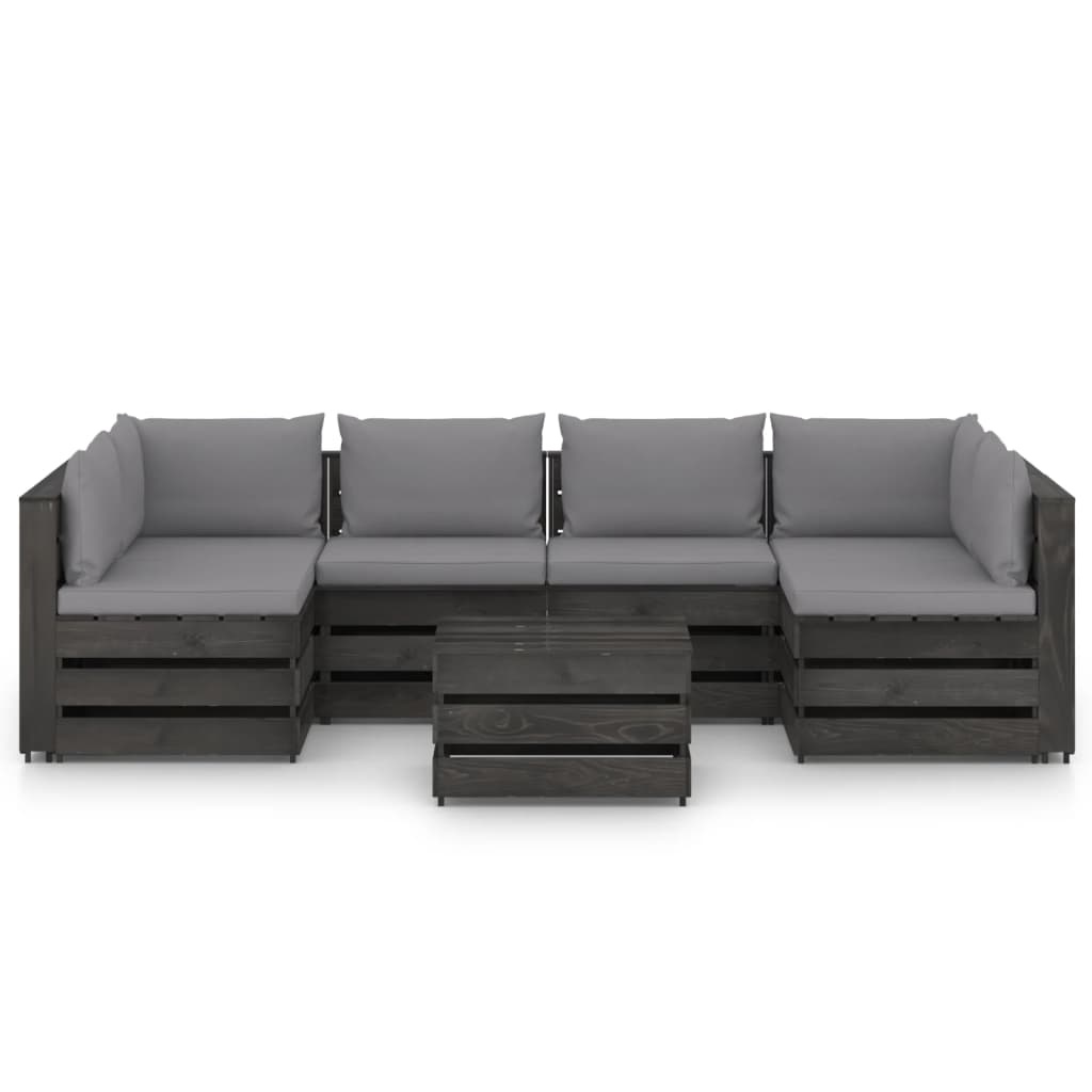 VidaXL 7-delige Loungeset met kussens grijs geïmpregneerd hout