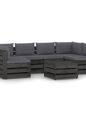 VidaXL 7-delige Loungeset met kussens grijs geïmpregneerd hout