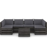 VidaXL 7-delige Loungeset met kussens grijs geïmpregneerd hout
