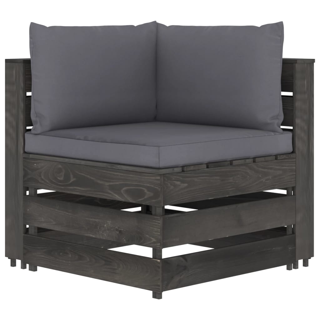 VidaXL 7-delige Loungeset met kussens grijs geïmpregneerd hout
