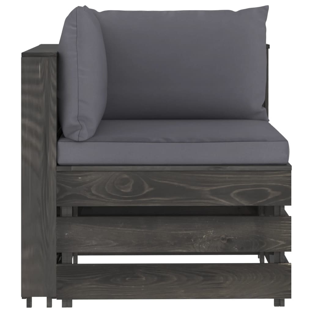 VidaXL 7-delige Loungeset met kussens grijs geïmpregneerd hout