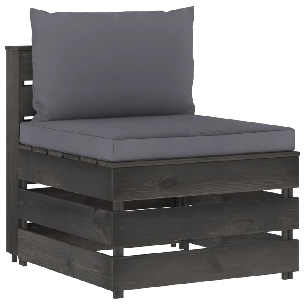 VidaXL 7-delige Loungeset met kussens grijs geïmpregneerd hout