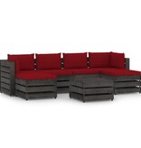 VidaXL 7-delige Loungeset met kussens grijs geïmpregneerd hout