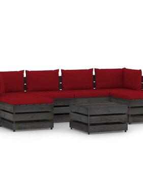 VidaXL 7-delige Loungeset met kussens grijs geïmpregneerd hout