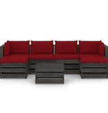 VidaXL 7-delige Loungeset met kussens grijs geïmpregneerd hout