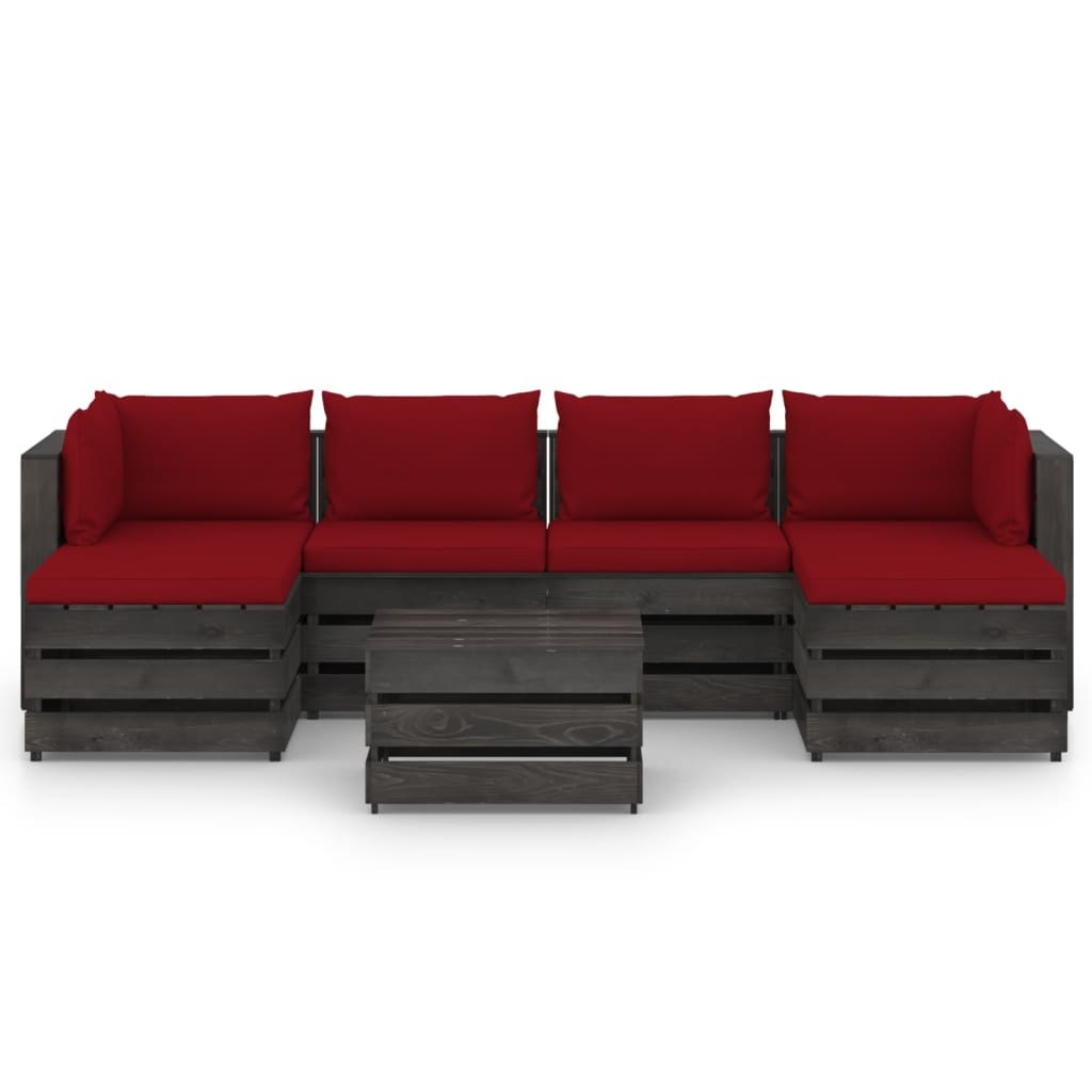 VidaXL 7-delige Loungeset met kussens grijs geïmpregneerd hout