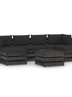 VidaXL 7-delige Loungeset met kussens grijs geïmpregneerd hout