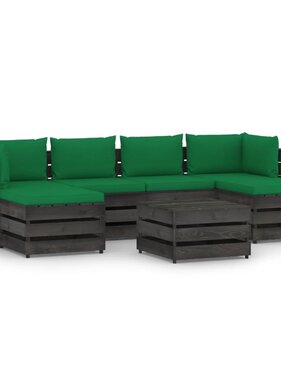 VidaXL 7-delige Loungeset met kussens grijs geïmpregneerd hout