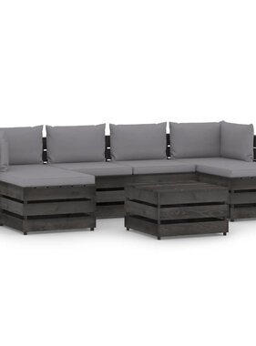 VidaXL 7-delige Loungeset met kussens grijs geïmpregneerd hout
