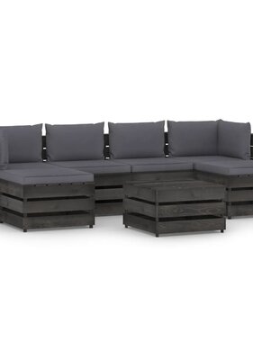 VidaXL 7-delige Loungeset met kussens grijs geïmpregneerd hout
