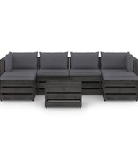 VidaXL 7-delige Loungeset met kussens grijs geïmpregneerd hout