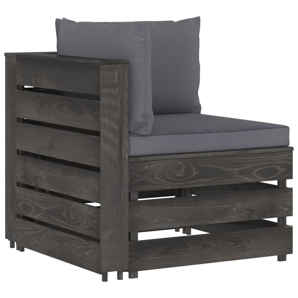 VidaXL 7-delige Loungeset met kussens grijs geïmpregneerd hout