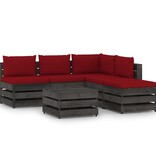 VidaXL 6-delige Loungeset met kussens grijs geïmpregneerd hout
