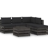 VidaXL 6-delige Loungeset met kussens grijs geïmpregneerd hout