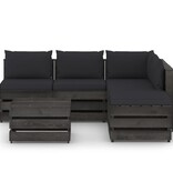 VidaXL 6-delige Loungeset met kussens grijs geïmpregneerd hout