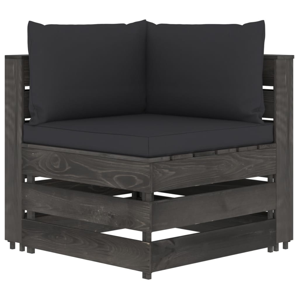 VidaXL 6-delige Loungeset met kussens grijs geïmpregneerd hout