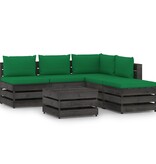VidaXL 6-delige Loungeset met kussens grijs geïmpregneerd hout