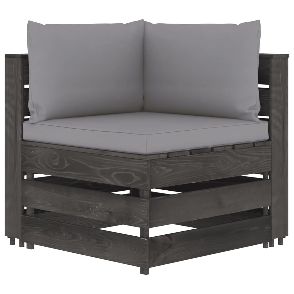 VidaXL 6-delige Loungeset met kussens grijs geïmpregneerd hout