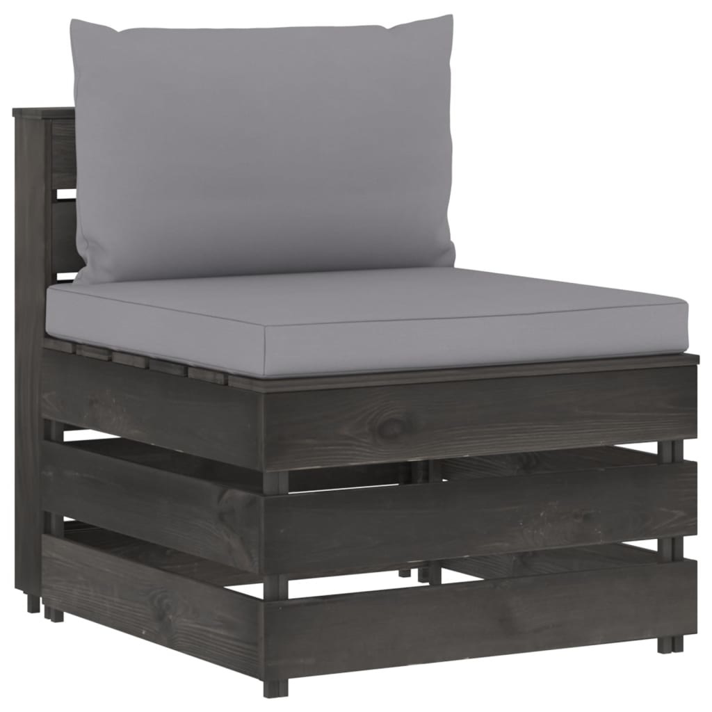 VidaXL 6-delige Loungeset met kussens grijs geïmpregneerd hout