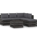 VidaXL 6-delige Loungeset met kussens grijs geïmpregneerd hout