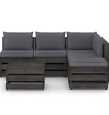 VidaXL 6-delige Loungeset met kussens grijs geïmpregneerd hout
