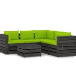 VidaXL 6-delige Loungeset met kussens grijs geïmpregneerd hout