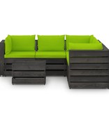 VidaXL 6-delige Loungeset met kussens grijs geïmpregneerd hout