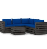 VidaXL 6-delige Loungeset met kussens grijs geïmpregneerd hout