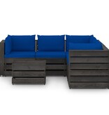 VidaXL 6-delige Loungeset met kussens grijs geïmpregneerd hout