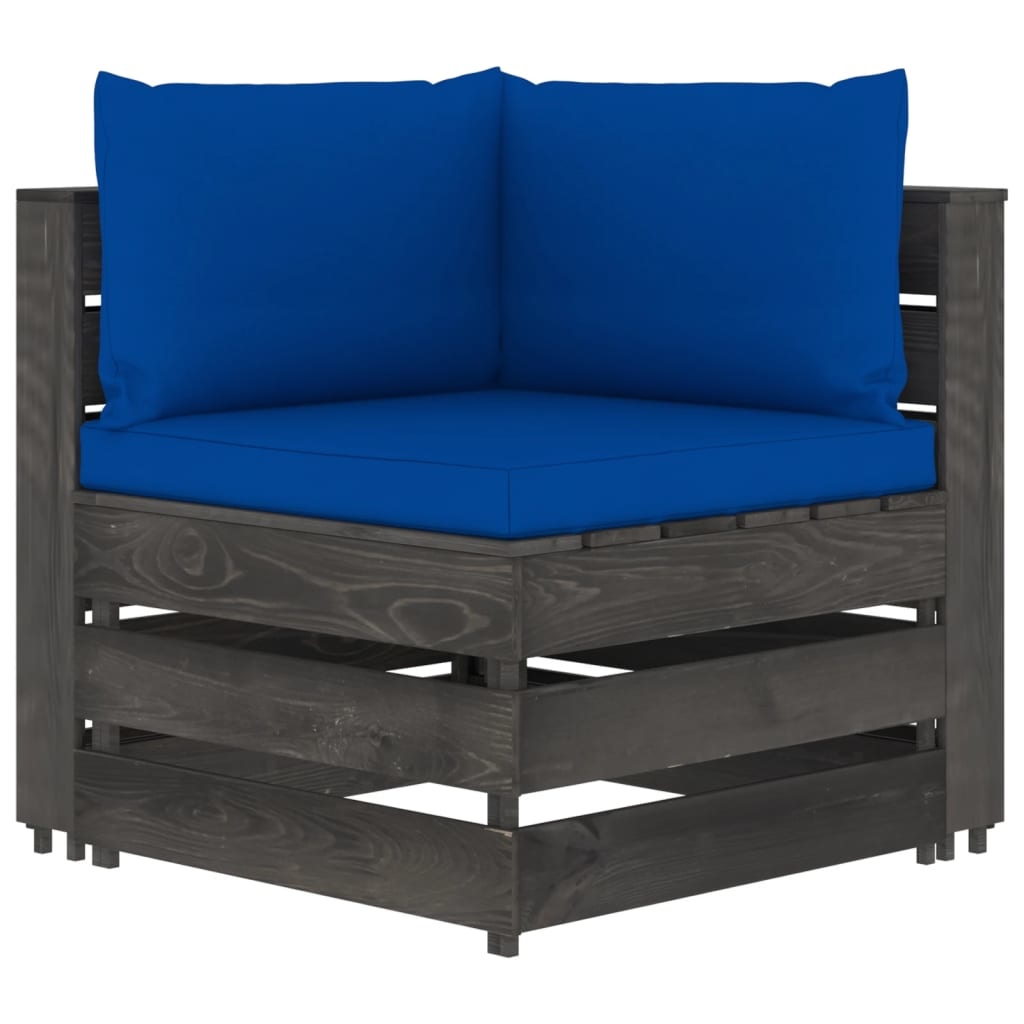 VidaXL 6-delige Loungeset met kussens grijs geïmpregneerd hout