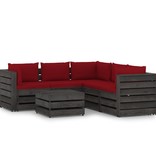 VidaXL 6-delige Loungeset met kussens grijs geïmpregneerd hout