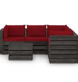VidaXL 6-delige Loungeset met kussens grijs geïmpregneerd hout