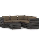 VidaXL 6-delige Loungeset met kussens grijs geïmpregneerd hout