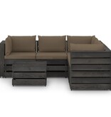 VidaXL 6-delige Loungeset met kussens grijs geïmpregneerd hout