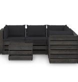 VidaXL 6-delige Loungeset met kussens grijs geïmpregneerd hout