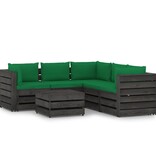VidaXL 6-delige Loungeset met kussens grijs geïmpregneerd hout