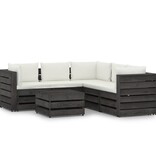 VidaXL 6-delige Loungeset met kussens grijs geïmpregneerd hout