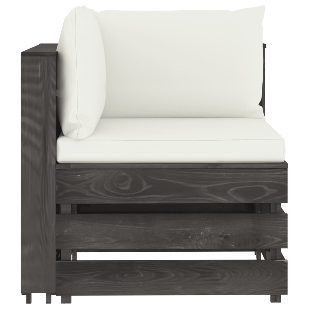 VidaXL 6-delige Loungeset met kussens grijs geïmpregneerd hout
