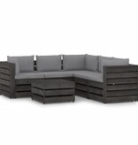 VidaXL 6-delige Loungeset met kussens grijs geïmpregneerd hout