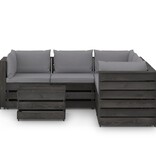 VidaXL 6-delige Loungeset met kussens grijs geïmpregneerd hout