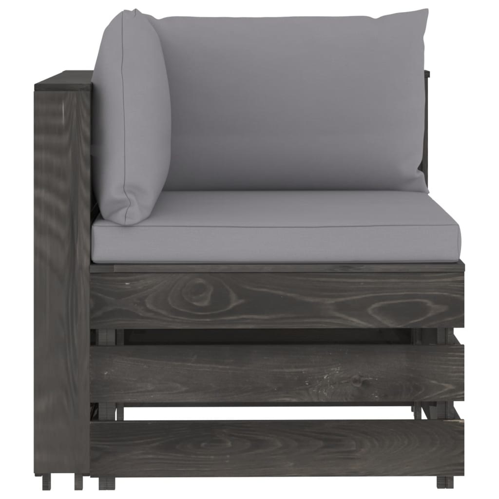 VidaXL 6-delige Loungeset met kussens grijs geïmpregneerd hout