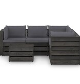 VidaXL 6-delige Loungeset met kussens grijs geïmpregneerd hout