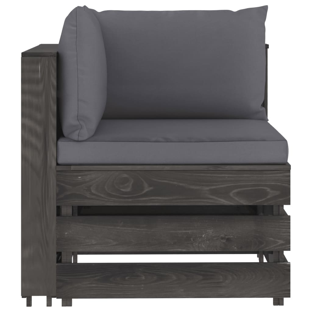 VidaXL 6-delige Loungeset met kussens grijs geïmpregneerd hout