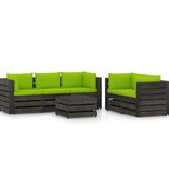 VidaXL 6-delige Loungeset met kussens grijs geïmpregneerd hout