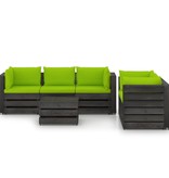 VidaXL 6-delige Loungeset met kussens grijs geïmpregneerd hout