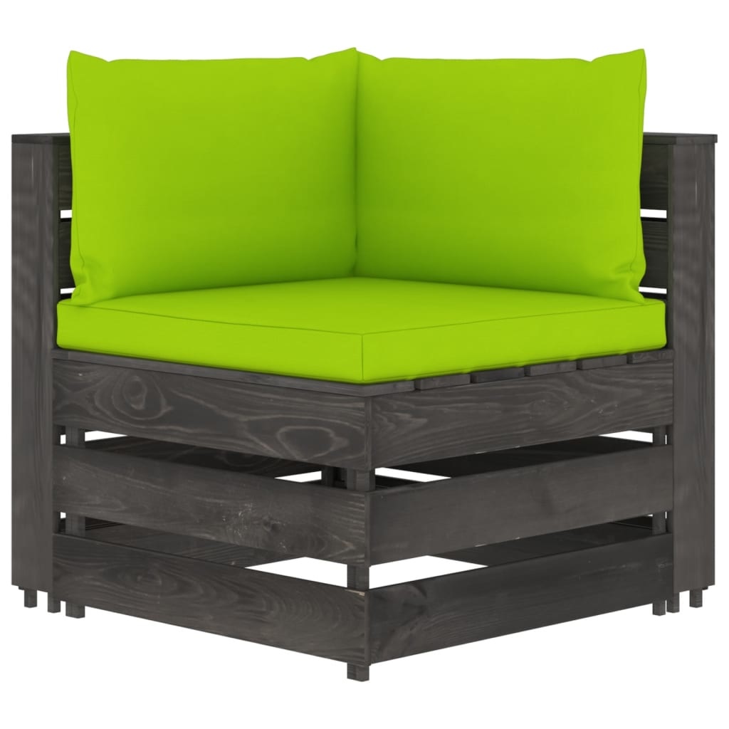 VidaXL 6-delige Loungeset met kussens grijs geïmpregneerd hout
