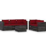 VidaXL 6-delige Loungeset met kussens grijs geïmpregneerd hout
