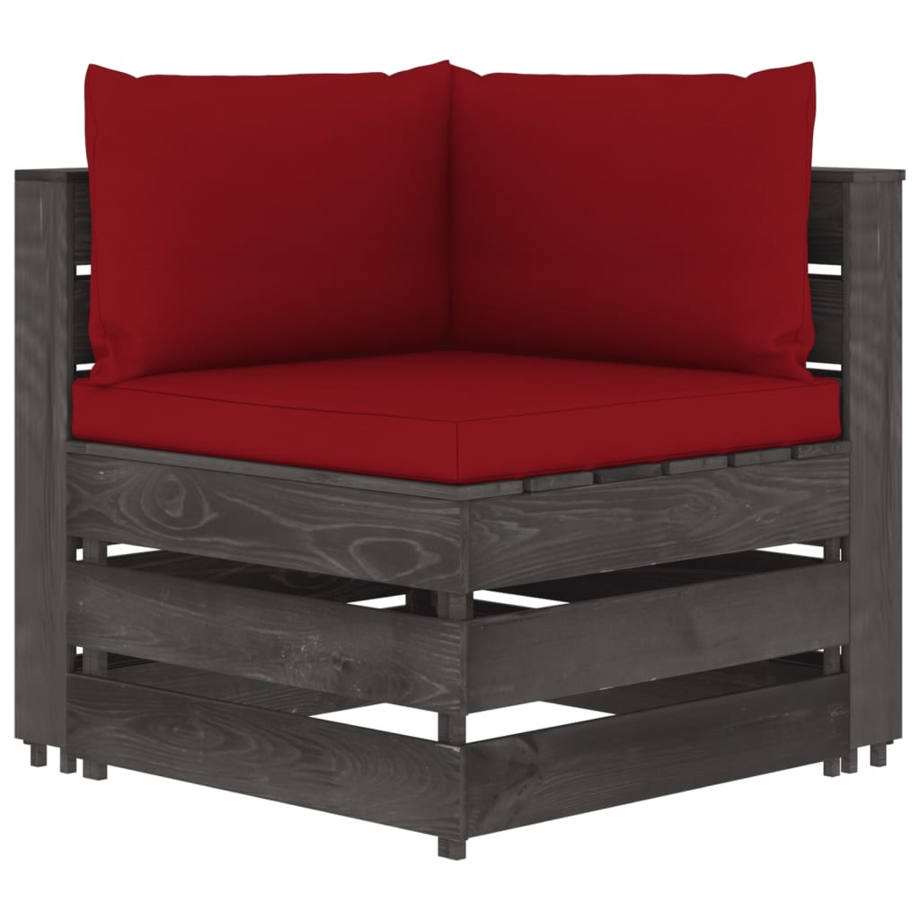 VidaXL 6-delige Loungeset met kussens grijs geïmpregneerd hout