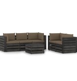 VidaXL 6-delige Loungeset met kussens grijs geïmpregneerd hout