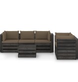 VidaXL 6-delige Loungeset met kussens grijs geïmpregneerd hout